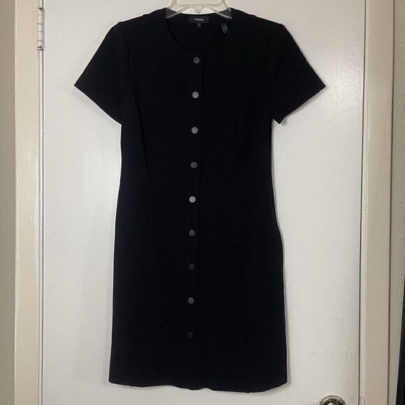 THEORY black button front short sleeve sheath dress size Small - Picture 3 of 6